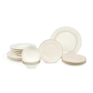 סט צלחות קרמיקה אלגנטיות בז' עם טקסטורה מיוחדת